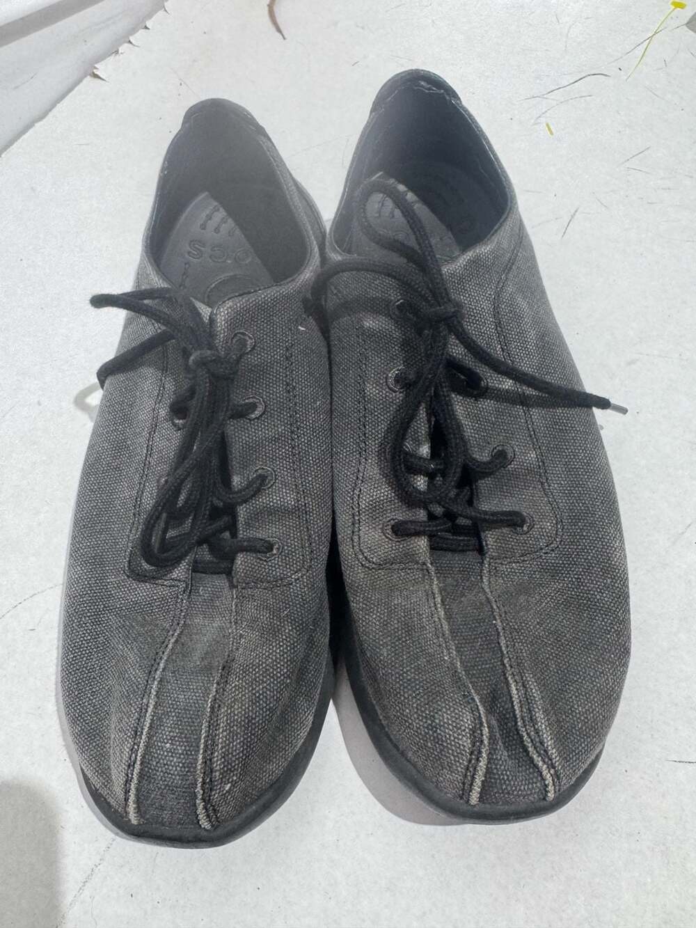 Crocs Canvas Lace Up Sneaker Loafers Mens 8 M Black Casual Comfort Walking